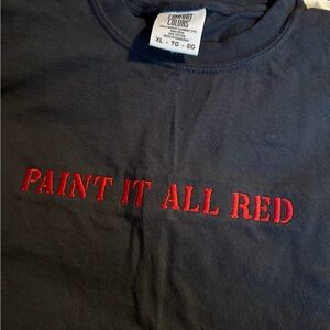 Comfort Colors Navy Tee with Bold Red Embroidery